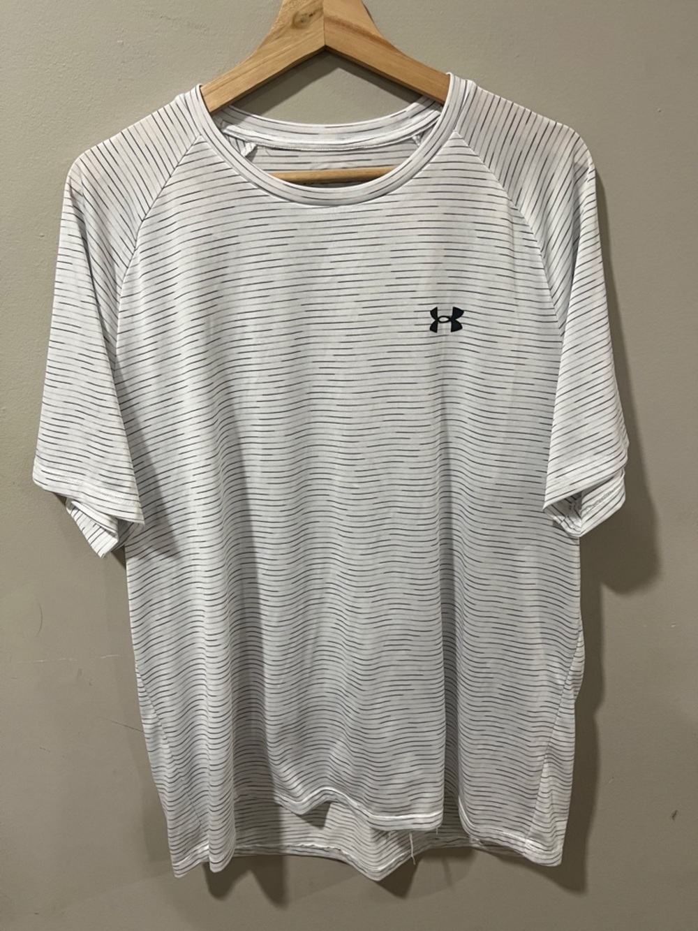 Under Armour White Thin Gray-Striped Performance Crew Tee